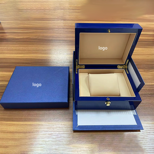 Luxury Blue <b>Watch</b> Box With Faux Suede Lining And Lock Closure Rectangle Shape Leatherette <b>Case</b> For Men Women - Product Image 4