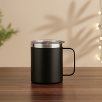 Tasse de camping isolée sous vide à double paroi de 12oz 14oz personnalisée tasse à café isolée gobelet de voyage en acier inoxydable avec poignée