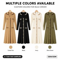 Robe pull en maille côtelée personnalisée, style coréen, parfumée, à manches longues en X, avec sept points de fixation, pour femme, collection automne