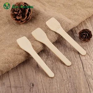 Sampel gratis kualitas luar biasa sendok es krim bambu sekali pakai ramah lingkungan