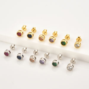 Fuamay S925 925 Zilveren Oorbellen Smaragd Geslepen Cz Diamanten Studs Roze Blauw Groen Verguld Bezel Met Mooie Kleurrijke Studs - Product Image 2