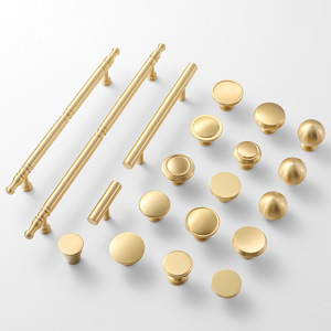 Furniture Handle And <b>Knob</b> Solid Brass Bar Drawer Pulls Minimalist Design Gold Finish For Cabinet Door And Drawer - Product Image 1