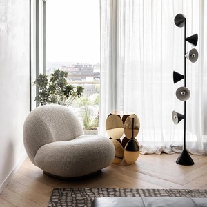 Sillón <span class=keywords><strong>Pacha</strong></span> Giratorio 360 Grados de Felpa Teddy, Color Blanco Crema, Sofá Individual para Hogar, <span class=keywords><strong>Hotel</strong></span>, B&B, Sala de Estar - Product Image 4