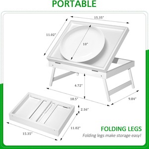 Wood Laptop <b>Table</b> With Foldable Legs 39x28x12cm <b>Bed</b> <b>Tray</b> For Breakfast And Dining Use - Product Image 2