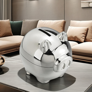 Chất Lượng Cao Bạc Con Heo Con Heo Hình Dạng Tiền Ngân Hàng Kim Loại Đồng Xu Lưu Trữ Tiết Kiệm Hộp Cho Trang Trí Nội Thất Tiền Hộp - Product Image 5