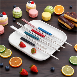 <span class=keywords><strong>Palillos</strong></span> de Acero Inoxidable 304 <span class=keywords><strong>para</strong></span> el Hogar, <span class=keywords><strong>Palillos</strong></span> Gruesos Antideslizantes <span class=keywords><strong>para</strong></span> Restaurante, <span class=keywords><strong>Palillos</strong></span> Cuadrados con Mango Dorado - Product Image 5