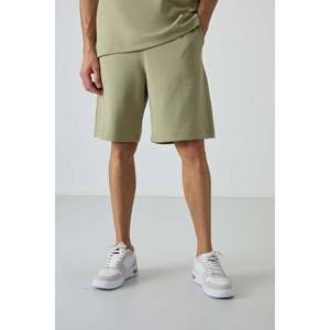 Ensemble de shorts basiques pour hommes en coton vert clair, épais, doux et texturé, coupe oversize - 85249 - Vert clair/Vert ouvert - Product Image 5