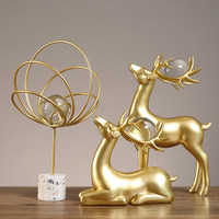 Ornements géométriques en métal et cristal de luxe léger, décoration nordique faite à la main pour salon, entrée, cadeau quotidien