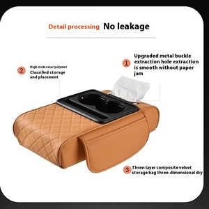 2025 Napavan Boîte de rangement de voiture avec double porte-gobelet ABS et cuir avant et arrière <span class=keywords><strong>Booster</strong></span> Pad Accoudoir de voiture Boîte à mouchoirs - Product Image 4