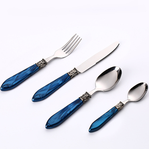 Custom Logo Premium Quality Tableware 18/10 Stainless Steel Metal Acrylic <strong>Handle</strong> Cutlery Set Elegant <strong>Flatware</strong> for Hotel Wedding - Product Image 4