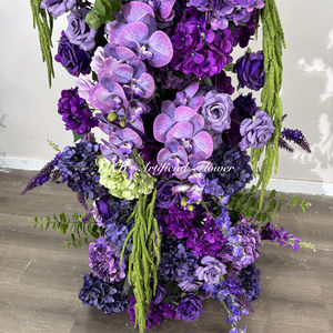Arche de fleurs artificielles en soie pour décorations de mariage en extérieur, nouvelle collection, durable, écologique, arche de fleurs violettes en forme de corne - Product Image 5