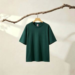 T-shirt unisexe décontracté en coton 100% lavé style rétro 250 g/m² coupe ample avec logo personnalisé vert - Product Image 1