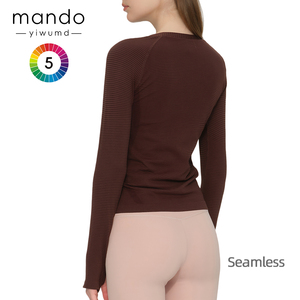 Yiwu <span class=keywords><strong>Yoga</strong></span> vêtements fournisseur femmes Nylon Spandex sans couture à manches longues T-<span class=keywords><strong>Shirt</strong></span> Fitness Jogging entraînement en plein air sport T-<span class=keywords><strong>Shirt</strong></span> - Product Image 2