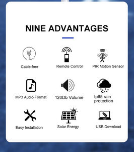 Sirena de alarma de sonido activada por movimiento con energía solar para exteriores personalizable, sistema de seguridad para exteriores - Product Image 6