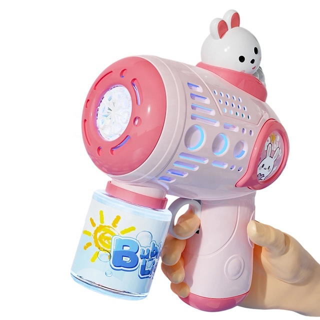 Customized Outdoor Light Bubble Machine Cartoon Electric Automatic Hand-held Bubble Blowing Gun Gatling Toys for Boys and Girls