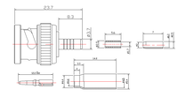 Connecteur BNC mâle à sertir pour câble coaxial FLEX2 50 Ohm, prise coaxiale RF, broche plaquée or, solution personnalisée d'usine