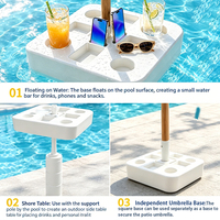 Parasol de plage de 2,4 m (8 pieds) avec base flottante pour piscine, villa et complexe balnéaire, plateforme de parasol flottante portable