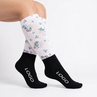 Chaussettes d'équitation unisexes montantes personnalisées avec motif animalier par sublimation, collection automne, pour enfants, avec logo et bordure à revers