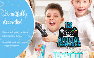 Décor <span class=keywords><strong>de</strong></span> fête d'anniversaire avec 13e décoration <span class=keywords><strong>de</strong></span> <span class=keywords><strong>gâteau</strong></span> officielle pour adolescents <span class=keywords><strong>de</strong></span> 13 ans jeu thème enfants ensemble <span class=keywords><strong>de</strong></span> fournitures <span class=keywords><strong>de</strong></span> fête d'anniversaire - Product Image 6