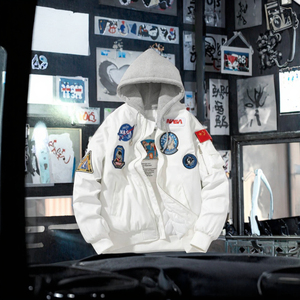 سترة رياضية كاجوال للرجال والنساء بتصميم رائد فضاء من ناسا، معطف شتوي من القطيفة المبطنة مقاوم للرياح وقابل للتنفس مع سحاب - Product Image 3