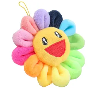 Mode Kleurrijke Pluche Zon Bloem Broche Mooie Smiley Gezicht Badge Regenboog Pin Zak Hanger Sleutelhanger Vrouwen Accessoires Cadeau