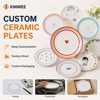 Gepersonaliseerde 8 inch geglazuurde planten-design keramische platte bord wit porselein voedselveilig vaatwasserbestendig duurzaam dessert- en snackschaaltje