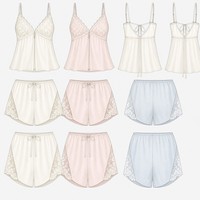 Ensemble deux pièces OEM pour femme, vêtements de détente de haute qualité, caraco en dentelle florale, short à volants avec panneau transparent et lien au dos, logo personnalisé