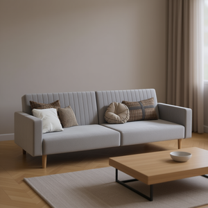 <b>Sofa</b> <b>Bed</b> Light Grey 100% Polyester Wood <b>Frame</b> Modern Living Room 4 Seater - Product Image 2