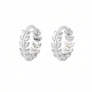 Boucles d'oreilles Huggie en or rose E4073, motif végétal, alliage de zinc, bijoux classiques pour femmes - Product Image 1