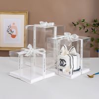 Boîtes à gâteaux d'anniversaire carrées transparentes en PET de 4/6/8/10/12 pouces, à simple ou double couche, avec hauteur étendue pour l'emballage alimentaire