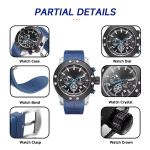 Montre de sport de luxe DK&YT pour homme, 48 mm, quartz, étanche, lumineuse, date, chronographe, bracelet en cuir - Product Image 5