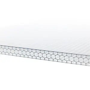 Feuille de polycarbonate pour serre verte 16mm d'épaisseur structure de type x panneaux creux en polycarbonate pour serre à parois multiples