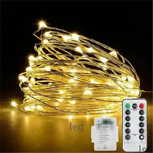 ไฟประดับตกแต่งรีโมต LED 10ม., สินค้ามาใหม่24ปุ่ม100 LED กันน้ำสายทองแดงรูปนางฟ้าสำหรับเทศกาลคริสต์มาสสินค้ามาใหม่