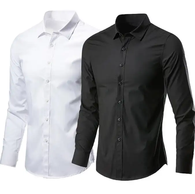 الأبيض قميص الرجال طويلة الأكمام الأعمال الرسمي تناسب النسخة الكورية من المهنية العمل الرجال الأبيض رداء غير رسمية قميص