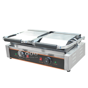 Nueva Plancha de Panini con Ranuras Planas, Superficie Antiadherente para <span class=keywords><strong>Hamburguesas</strong></span>, Filetes, Tocino, Parrilla Eléctrica Comercial de Contacto - Product Image 3