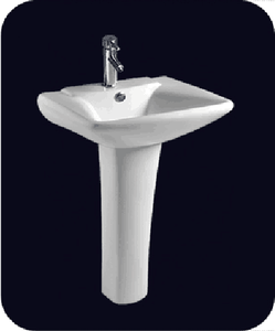 Alla moda singolo foro ceramica arte lavabo con piedistallo di fissaggio a parete con la schiena - Product Image 1