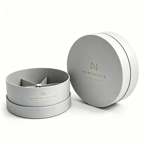 Luxury Rigid Cardboard Round Cylinder <b>Box</b> with Dividers for Flower Cosmetic Gift Set Packaging Gold Foil Custom Printed Factory - Product Image 1
