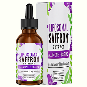 Compléments de Safran Liposomal Extrait de Safran Gouttes Liquides L-Théanine <span class=keywords><strong>Camomille</strong></span> Vitamine C B6 B12 & D3 Immunité Énergie Sommeil - Product Image 1