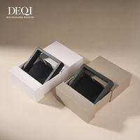 Boîte à tiroir en papier recyclé personnalisée DEQI, boîte coulissante, boîte d'emballage pour bijoux avec éponge ou boîte flottante transparente, boîtes en papier 9*9