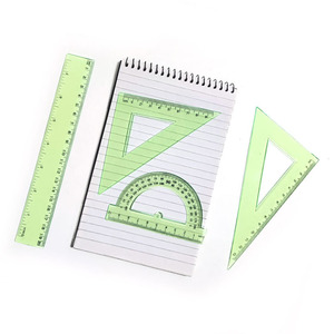 Juego de 4 piezas de reglas de geometría de plástico transparente verde para oficina, set de reglas de medición. - Product Image 2