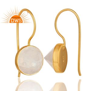 Rainbow <b>Moonstone</b> Earring Designer Gold Plated Silver Hook Earring Jewelry Manufacturer Classic Collection - Product Image 3