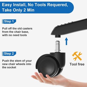 Roulettes silencieuses 50/60 mm pour chaise de bureau – Vente en gros - Product Image 6
