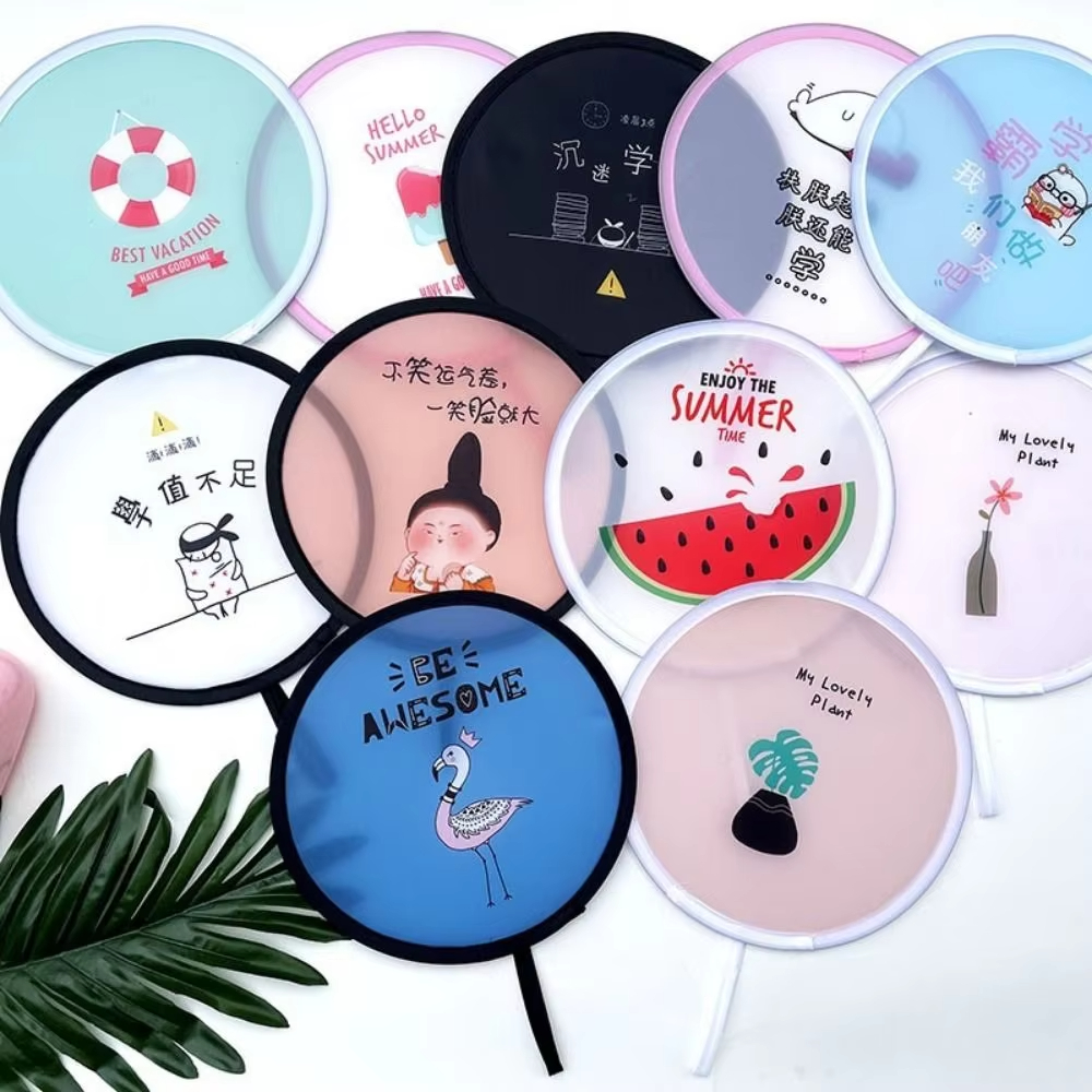 Wholesale Custom CMYK Printing Cartoon Pattern Portable Advertising Mini Plastic Hand Fans
