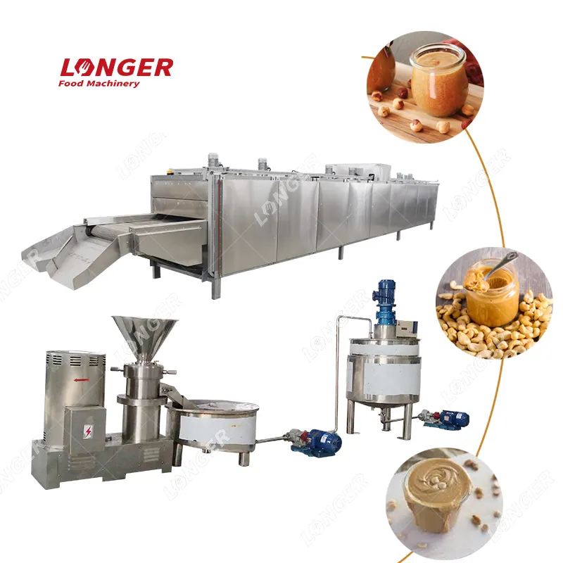 Mesin pencampur selai kacang baja tahan karat otomatis jalur produksi mentega kacang manis mesin pembuat mentega kacang asin