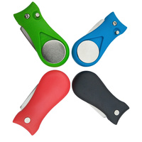 Outil de réparation de divots de golf, type couteau à lame escamotable, avec bouton pop-up, marqueur de balle magnétique, léger, en acier inoxydable, pliable, accessoire pour club de golf