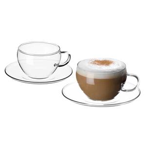 Juego de 2 tazas de té Simax Eva con platillos, taza de té de vidrio transparente y platillo para té o café - Product Image 1