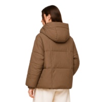 Veste courte matelassée à capuche pour femme, manteau d'hiver rembourré - Tissu recyclé écologique, service de logo personnalisé ODM OEM