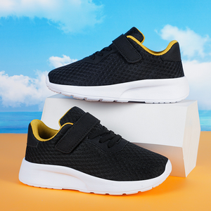 Оптовые сетчатые теннисные кроссовки для детей: модные, дышащие, полностью черные, школьная обувь, новый стиль, классические резиновые кроссовки для девочек и мальчиков - Product Image 5