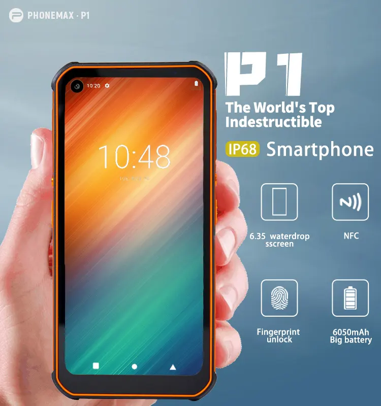 2022 Hot ip68 Rugged smart phone 4G 128GB NFC 2022 new style IP68 Android waterproof Industrial big capacity phonemax P1mobile
