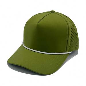 Casquette de sport imperméable à 5 panneaux respirante Hard Top Hydro Snapback Applique Laser Cut Hole Dot Leopard Pattern Waterproof Jersey - Product Image 5